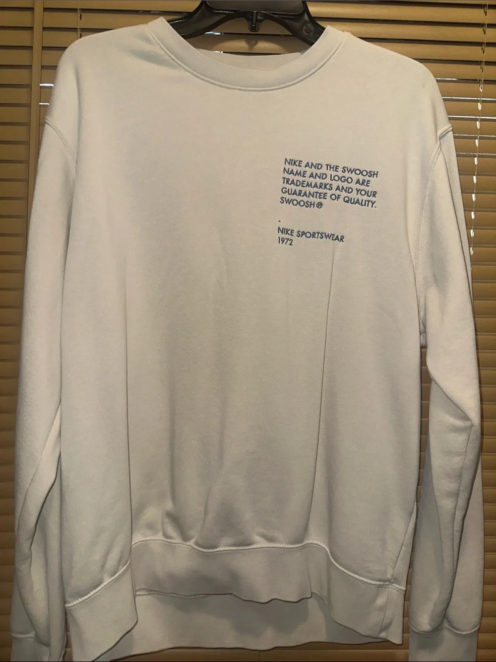 Nike White Crewneck Sweatshirt with Blue Chest Text
